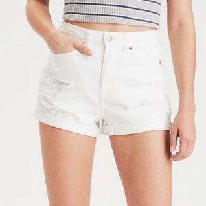 American eagle white denim short shorts high rise stretch - 2
